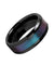 Black Ceramic Ring Blue Purple Color Changing Inlay Beveled Polished Finish 6mm - 10mm