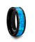 Black Ceramic Wedding Band Blue & Green Opal Inlay Beveled Polished Finish 4mm-10mm