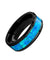 Black Ceramic Wedding Band Blue & Green Opal Inlay Beveled Polished Finish 4mm-10mm