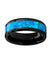 Black Ceramic Wedding Band Blue & Green Opal Inlay Beveled Polished Finish 4mm-10mm