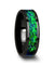Black Ceramic Wedding Band Emerald Green & Sapphire Blue Color Opal Inlay 6mm 8mm