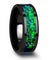 Black Ceramic Wedding Band Emerald Green & Sapphire Blue Color Opal Inlay 6mm 8mm