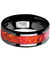 Black Ceramic Wedding Band Red Opal Inlay Beveled Polished Finish 4mm-8mm