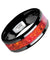 Black Ceramic Wedding Band Red Opal Inlay Beveled Polished Finish 4mm-8mm