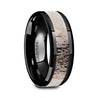 Black Ceramic Wedding Ring Deer Antler Ombre Beveled Polished Finish - 8mm