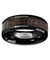Black Ceramic Wedding Ring Deer Dark Brown Antler Inlay Beveled Polished Finish - 8mm