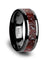 Black Ceramic Wedding Ring Red Dinosaur Bone Inlay Beveled Polished Finish 4mm & 8mm
