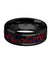 Black Ceramic Wedding Ring With Opal Inlay Beveled Polished Finish - 8mm