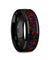 Black Ceramic Wedding Ring With Opal Inlay Beveled Polished Finish - 8mm
