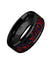 Black Ceramic Wedding Ring With Opal Inlay Beveled Polished Finish - 8mm