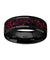 Black Ceramic Wedding Ring With Opal Inlay Beveled Polished Finish - 8mm