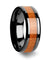 Black Cherry Wood Inlaid Ceramic Wedding Band Beveled Edges 6mm - 10mm