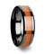 Black Cherry Wood Inlaid Ceramic Wedding Band Beveled Edges 6mm - 10mm