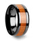 Black Cherry Wood Inlaid Ceramic Wedding Band Beveled Edges 6mm - 10mm