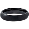 Black Domed Tungsten Wedding Ring for Women Comfort Fit and Brushed Finish - 4mm