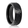 Black Hammered Stepped Edges Tungsten Carbide Ring For Men 8mm