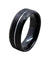 Black Tungsten Carbide Ring Brushed Finish with Silver Colored Center Groove 8mm