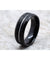 Black Tungsten Carbide Ring Brushed Finish with Silver Colored Center Groove 8mm