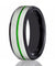 Black Tungsten Carbide Ring with Brushed Silver Center and Green Groove - 8mm
