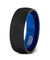 Black Tungsten Wedding Band With Deep Blue Inside and Brushed Finish - 6mm & 8mm