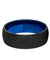 Black Tungsten Wedding Band With Deep Blue Inside and Brushed Finish - 6mm & 8mm