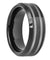 Black Tungsten Wedding Ring High Polish Double Line Groove & Beveled Edges - 8mm