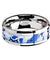 Blue and White Camouflage Tungsten Wedding Ring Beveled Polished Finish - 8mm