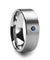 Blue Diamond Silver Tungsten Wedding Ring Flat Brushed with 1 6mm & 8mm