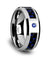 Blue Diamond Tungsten Band Black and Carbon Fiber Beveled Edges - 8mm