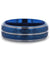 Blue Ion Plated Tungsten Carbide Men’s Ring Faceted Center Stepped Edges - 8mm