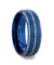 Blue Ion Plated Tungsten Carbide Men’s Ring Faceted Center Stepped Edges - 8mm