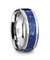 Blue Lapis Inlay Tungsten Wedding Band Beveled Polished Finish - 8mm