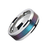 Blue Purple Tungsten Wedding Ring Color Changing Inlay Polished Finish 4mm-10mm