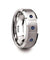 Blue Sapphires Silver Tungsten Wedding Ring Brushed Beveled Edges with 3 - 8mm