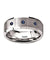 Blue Sapphires Silver Tungsten Wedding Ring Brushed Beveled Edges with 3 - 8mm