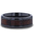 BRIGHTON Redwood Inlaid Titanium Men’s Wedding Band With Beveled Edges 8mm
