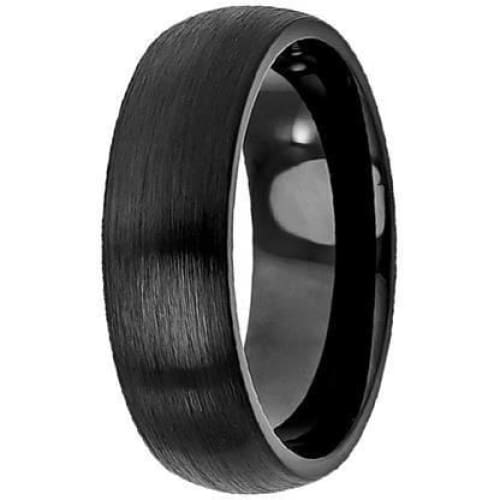 Brushed Black Classic Domed Tungsten Carbide Wedding Band - 6mm