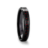 CADAO Beveled Black Ceramic Ring With and Red Carbon Fiber Inlay 4mm - 10mm