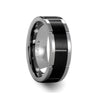CAINE Watch Band Style Men’s Tungsten Ring With Black Ceramic Inlay - 8mm