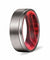 CAIRO Pipe Cut Men’s Grooved Tungsten Ring with Black Red Elder Wood Sleeve 8mm