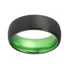 Caleb Domed Black Brushed Tungsten Acid Green Wedding Band 4mm - 10 mm