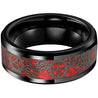 Camden Black Tungsten Carbide Ring Red Steampunk Gear Wheel Design - 8mm