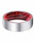 CAMEO Flat Silver Brushed Tungsten Ring with Black Red Box Elder Wood Sleeve 8mm