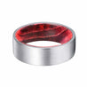 CAMEO Flat Silver Brushed Tungsten Ring with Black Red Box Elder Wood Sleeve 8mm