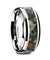 Camo Tungsten Wedding Ring Coprolite Fossil Inlay Beveled Polished Finish - 8mm