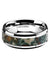 Camo Tungsten Wedding Ring Coprolite Fossil Inlay Beveled Polished Finish - 8mm