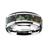 Camo Tungsten Wedding Ring Coprolite Fossil Inlay Beveled Polished Finish - 8mm