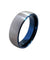 Canan Men’s Tungsten Carbide Ring With Curved Brushed Finish & Ion Plated Blue Inside 8mm