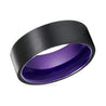Canyon Dark Purple Plated Flat Black Brushed Tungsten Carbide Ring - 6mm & 8mm