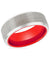 Casper Beveled Brushed Tungsten Carbide Ring For Men Red Inside - 8mm